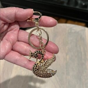 Elegant Gold Swan Keychain